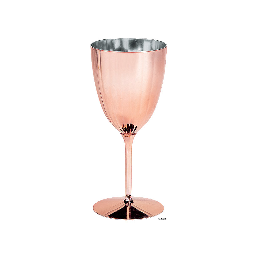 Rose Gold Metallic Plastic Wine Glasses - 12 Ct. Image