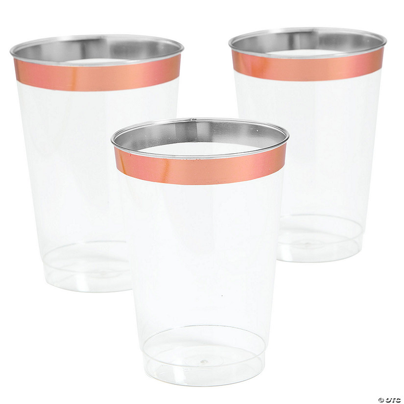 Rose Gold Rim Plastic Cups 50 Ct.