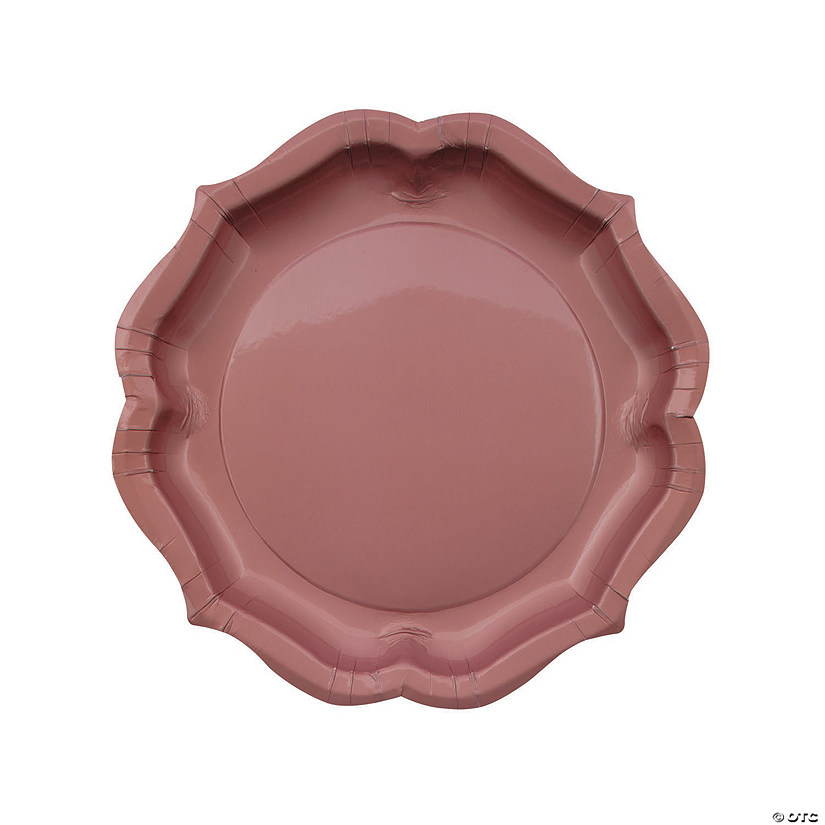 Rose Gold Scalloped Paper Dinner Plates - 8 Ct. Image