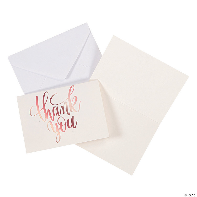 Rose Gold Thank You Cards - 12 Pc. Image