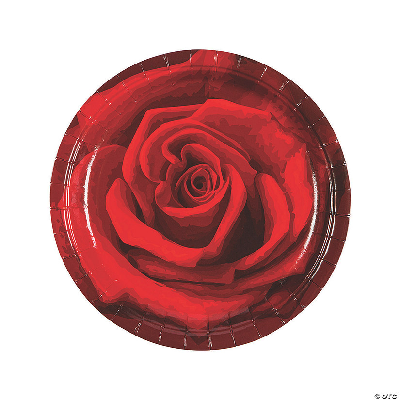 red rose paper plates