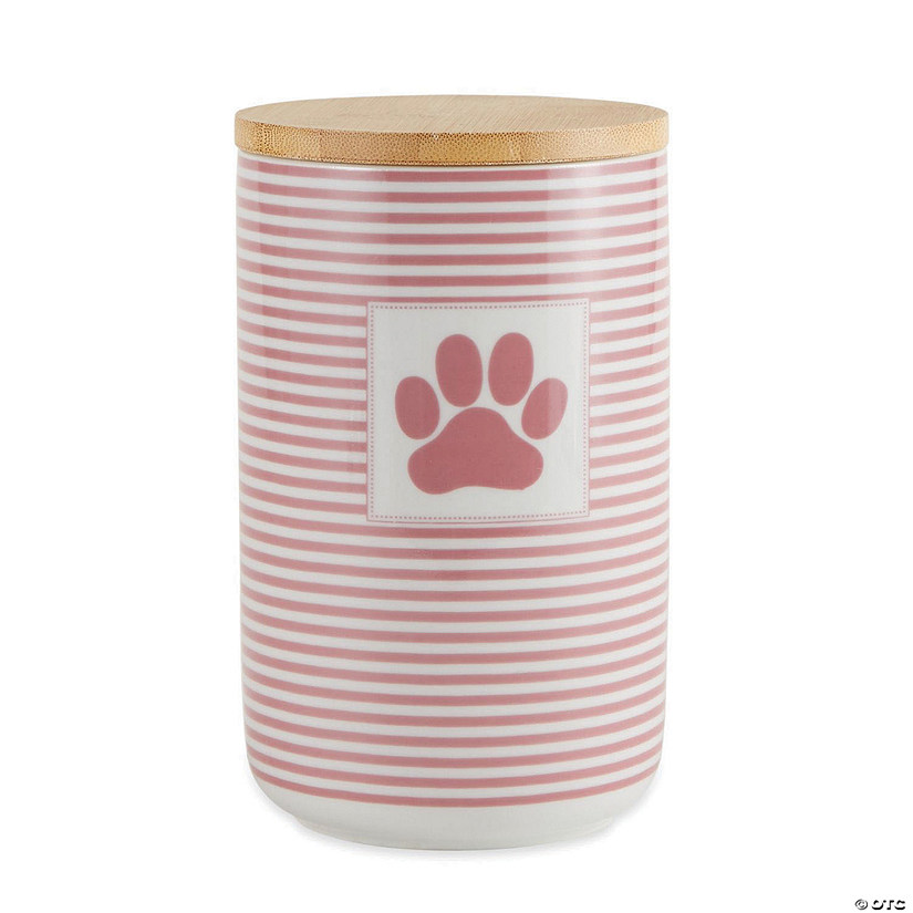 Rose Stripe With Paw Patch Ceramic Treat Canister Image