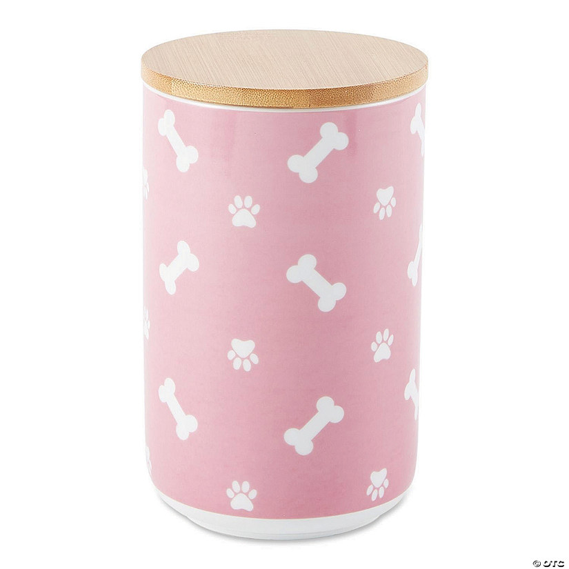 Rose Tossed Bone & Paw Ceramic Treat Canister Image