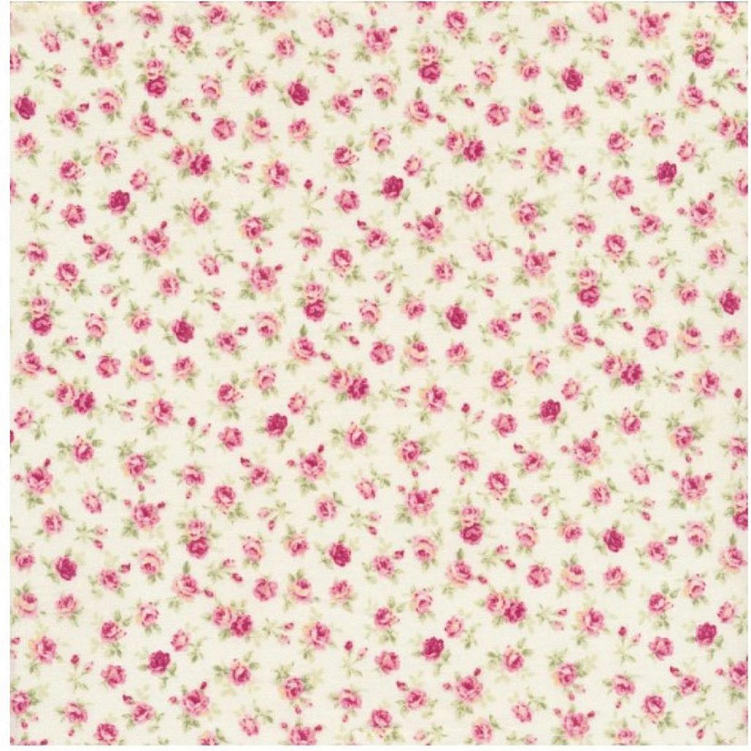 Roses for You Ruru Tiny Pink Rosebuds on Cream by Quilt Gate Sold by the Yard Image