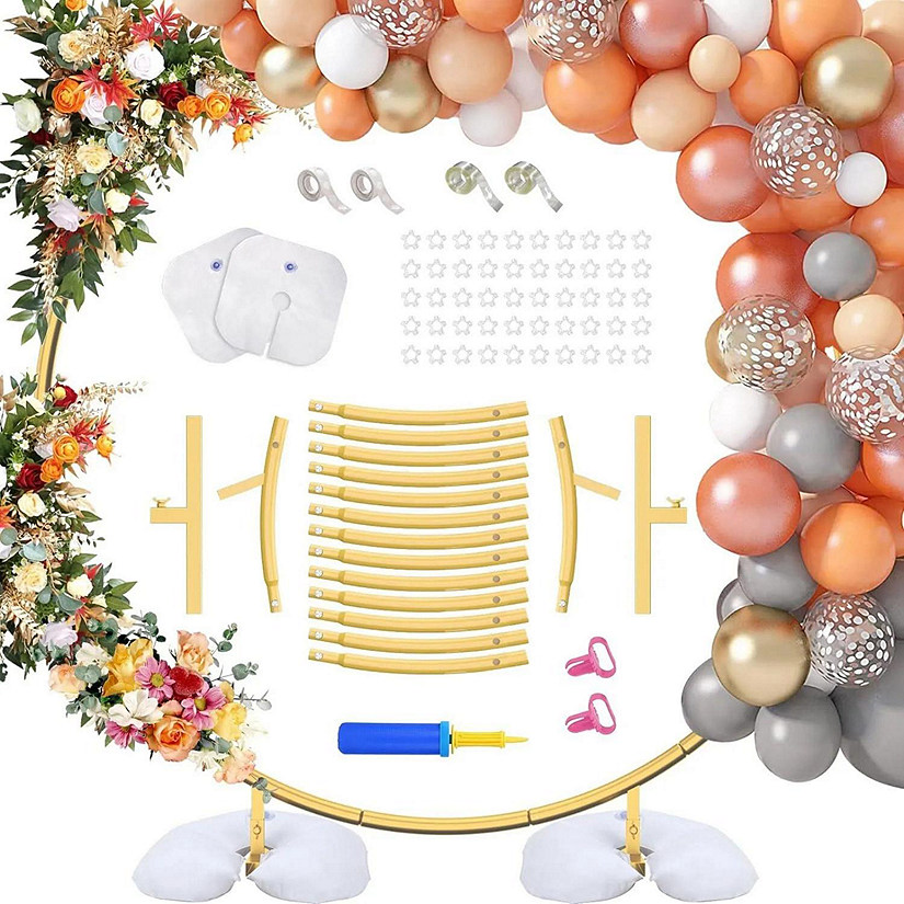 Round Backdrop Stand 6.6 Ft - Gold Circle Balloon Arch Frame, Wedding Arch Frame Image