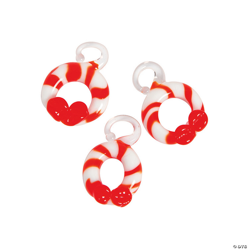 Round Candy Cane Premium Glass Charms Discontinued