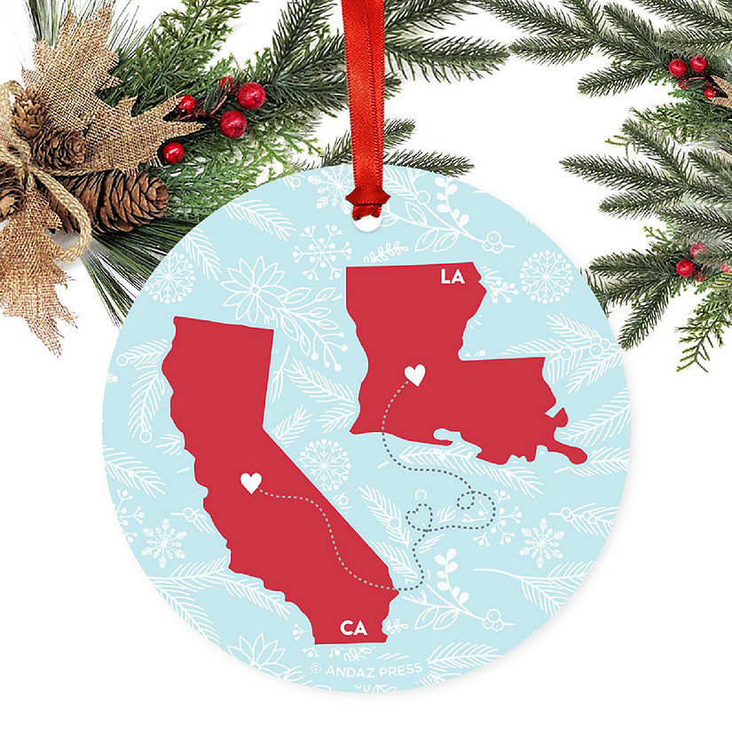 Round Keepsake Ornament, CA &amp; LA Image