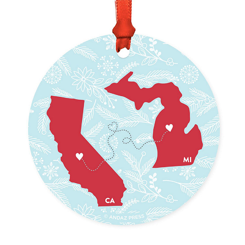 Round Keepsake Ornament, CA &amp; MI Image