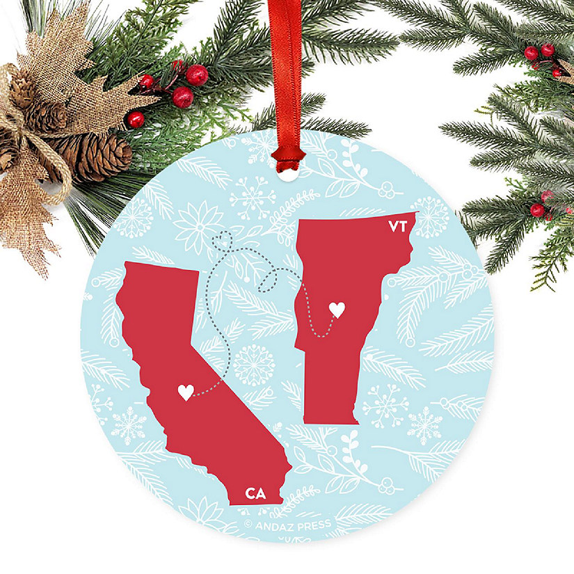 Round Keepsake Ornament, CA &amp; VT Image