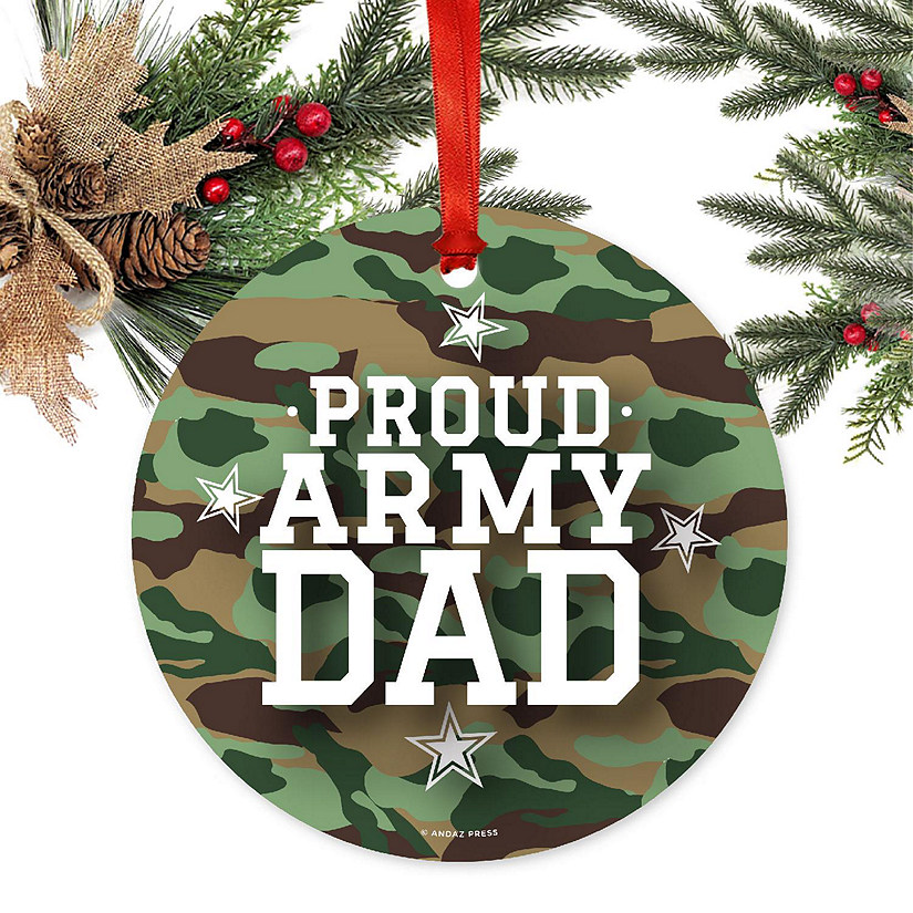 Round Metal Army Dad Ornament Image