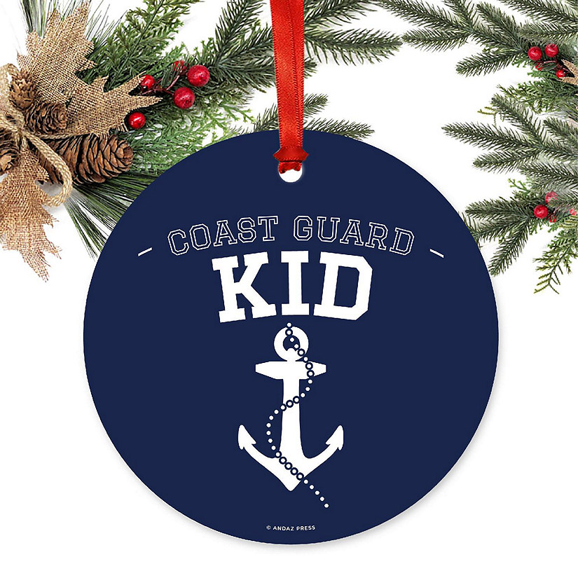 Round Metal Coast Guard Kid Ornament Image