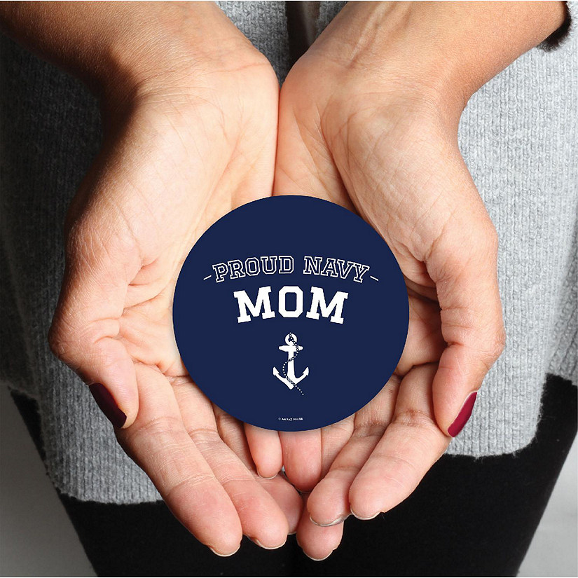 Round Metal Navy Mom Ornament Image