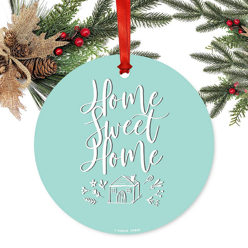 Round Metal Script Ornament, Home Sweet Image