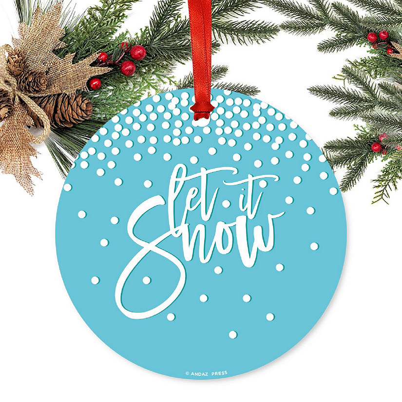 Round Metal Script Ornament, Let It Snow Image