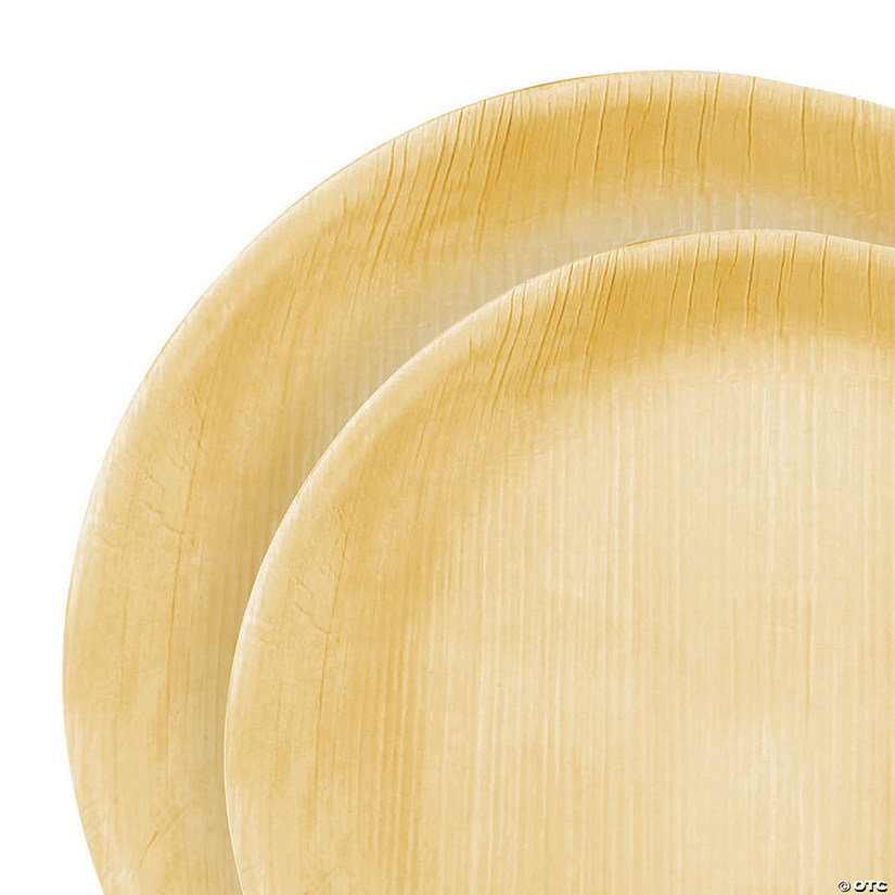 Round Palm Leaf Eco Friendly Disposable Dinnerware Value Set (100 Dinner Plates + 100 Salad Plates) Image