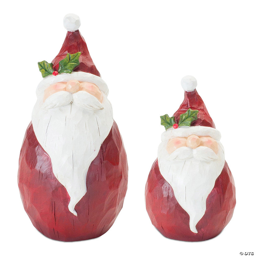 Round Santa Figurine (Set Of 2) 6.25"H, 9"H Resin Image