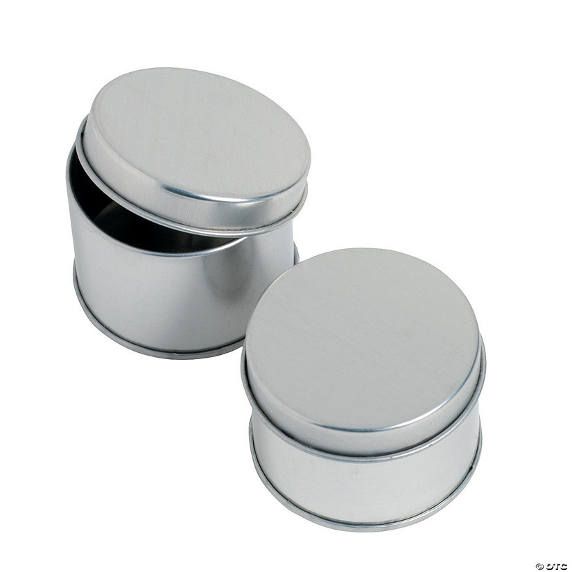 Round Silvertone Tins Favor Containers - 24 Pc. Image
