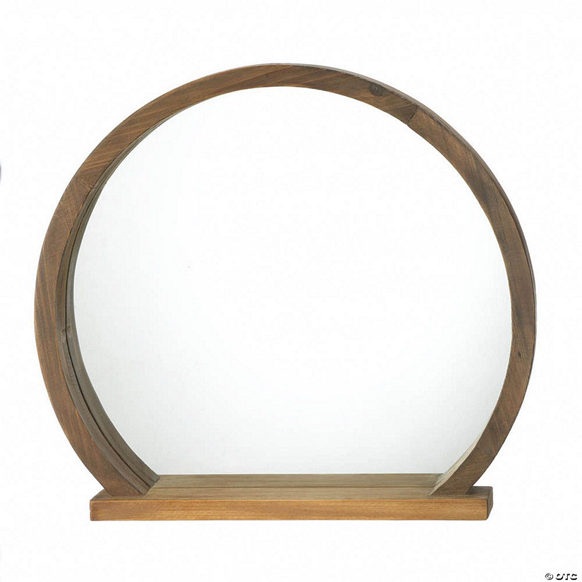 Round Wooden Mirror With Shelf 17.75X2.75X16" Image