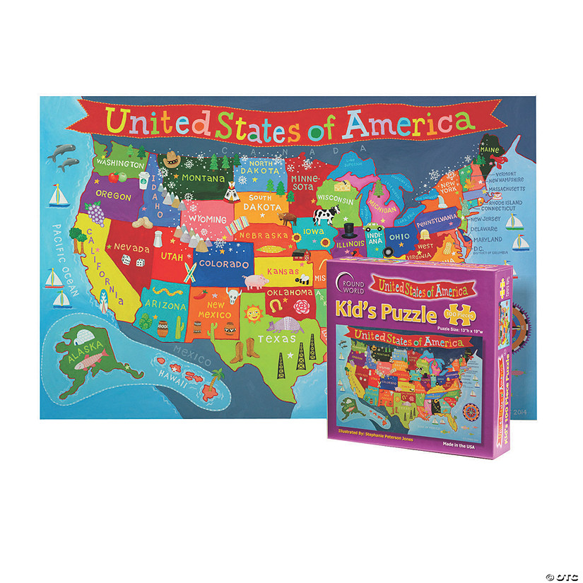 Round World Products Kid's Jigsaw Puzzle, U.S. Image