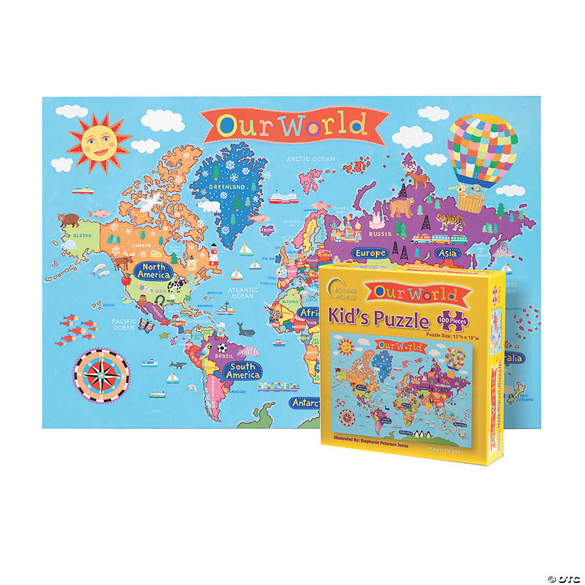 Round World Products Kid's Jigsaw Puzzle, World Image