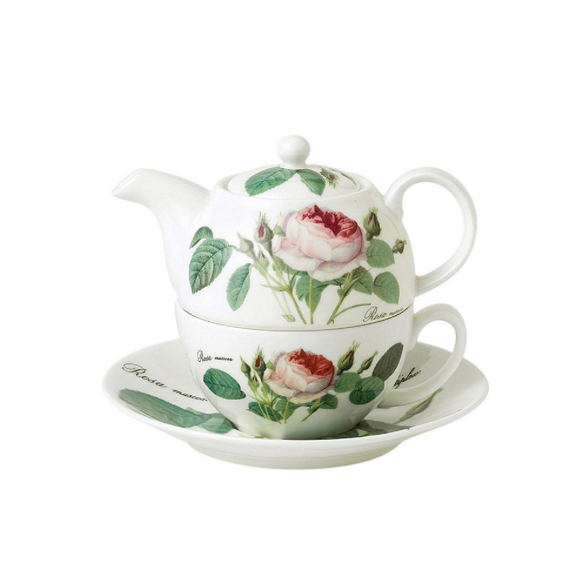 Roy Kirkham ER3001 Tea for One Teapot with Tea Cup and Saucer - Redoute Rose Image