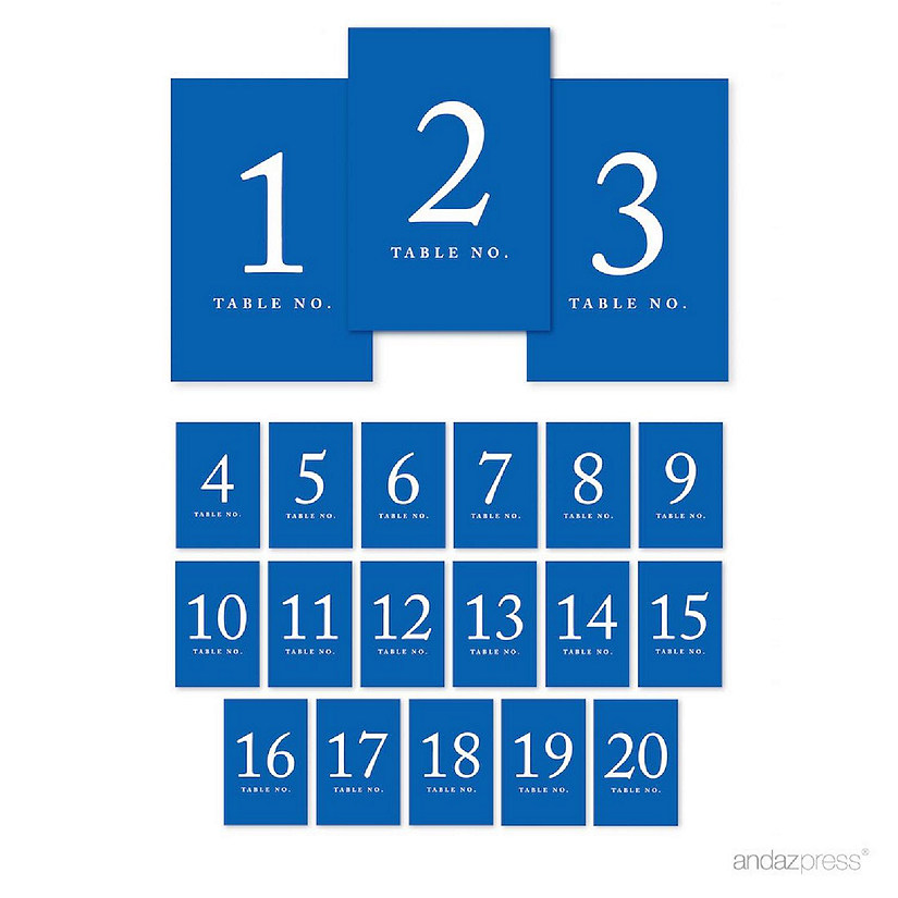 Royal Blue Table Numbers 1 20 Image