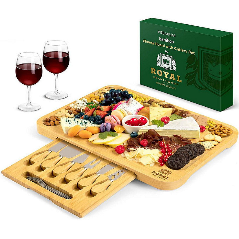 Royal Craft Wood Cheese Board XXL with Cutlery Set Image