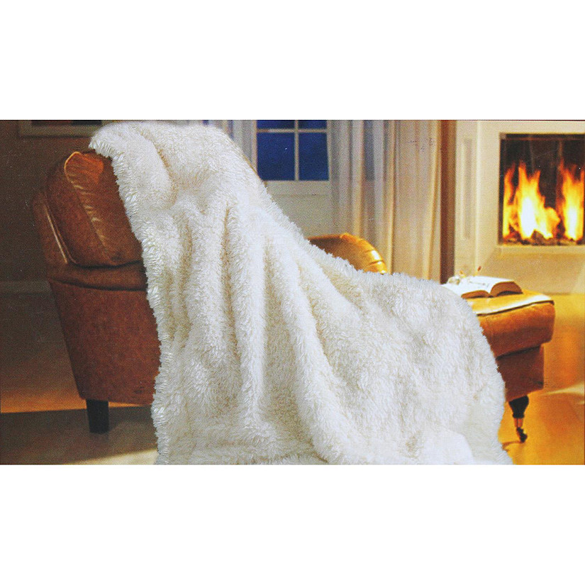 Royale Luxury Collection 3000 Faux Mink-Soft Throw 55" x 70", Ivory Image
