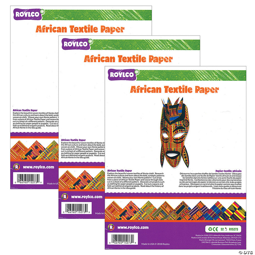 Roylco African Textile Paper, 8-1/2" x 11", 32 Sheets Per Pack, 3 Packs Image
