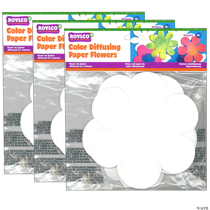 Roylco Color Diffusing Paper Flowers, 80 Per Pack, 3 Packs Image