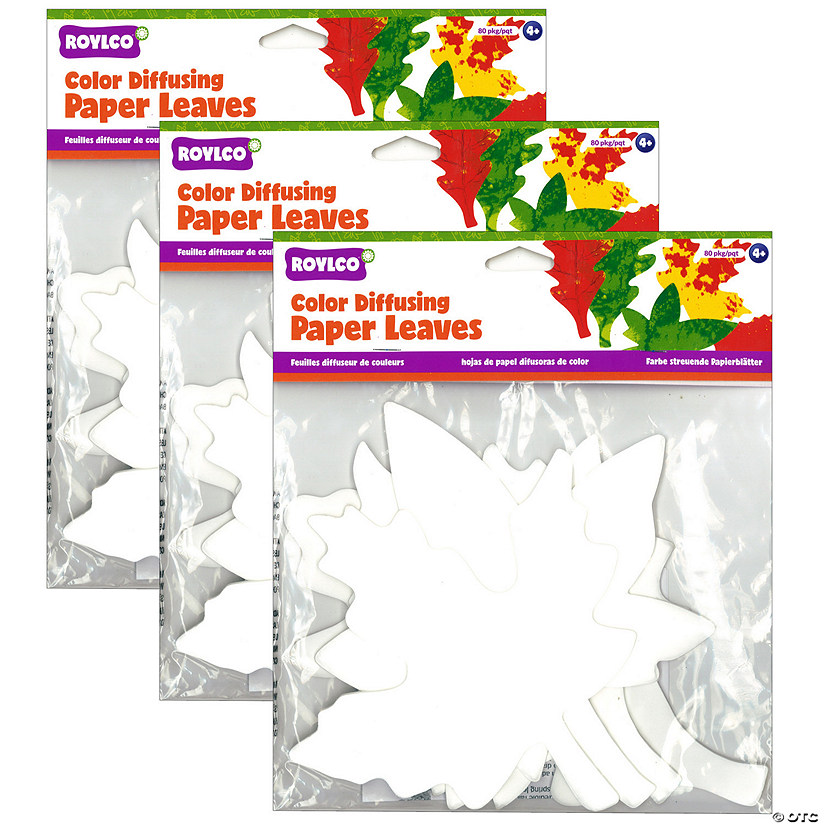 Roylco Color Diffusing Paper Leaves, 80 Per Pack, 3 Packs Image