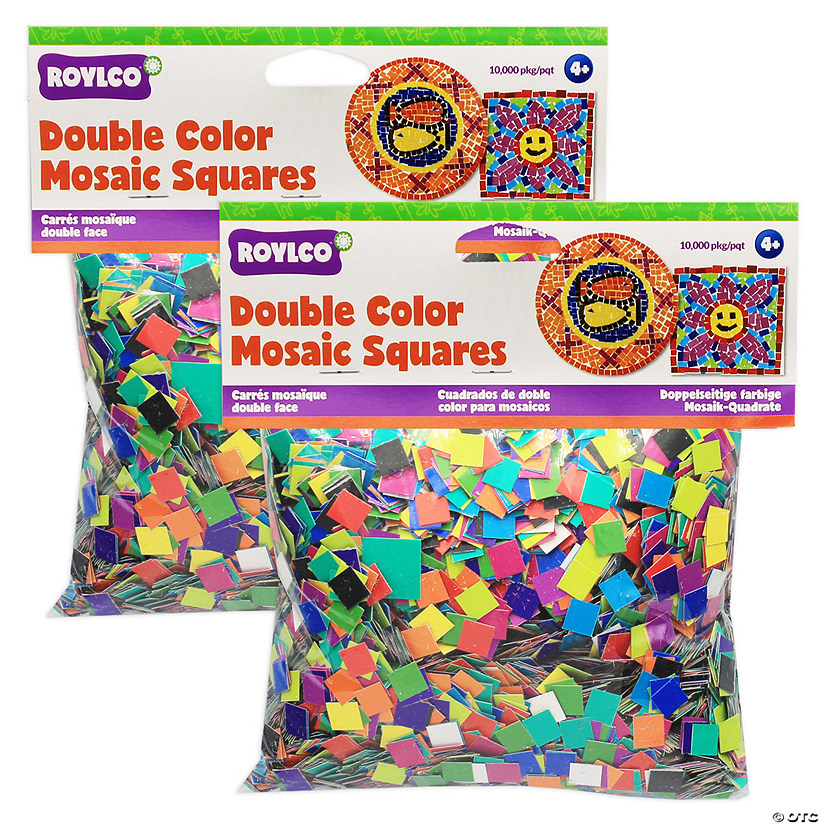 Roylco Double Color Mosaic Squares, 3/8", 10,000 Per Pack, 2 Packs Image