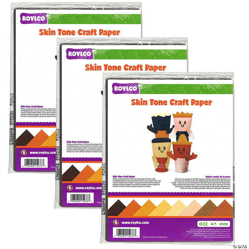 Roylco Skintone Design Papers, 48 Sheets Per Pack, 3 Packs Image