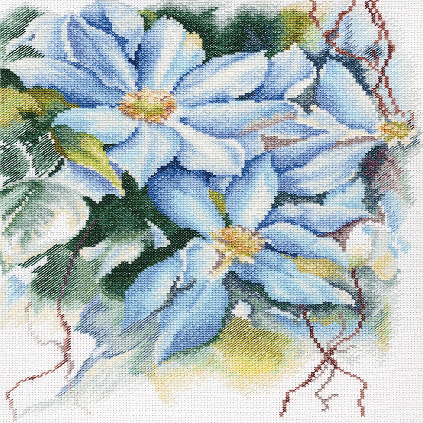 RTO Blue clematis M546 Counted Cross Stitch Kit Image