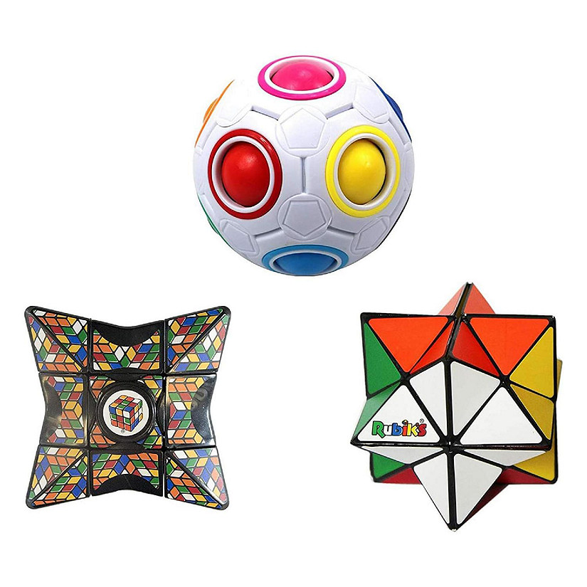 Rubiks 3 Piece Gift Set  Magic Star  Rainbow Ball  Kaleido Image