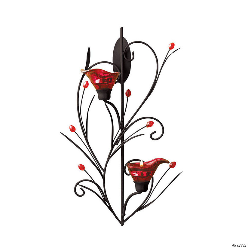 Ruby Blossom Candle Wall Sconce 14.75" Tall Image