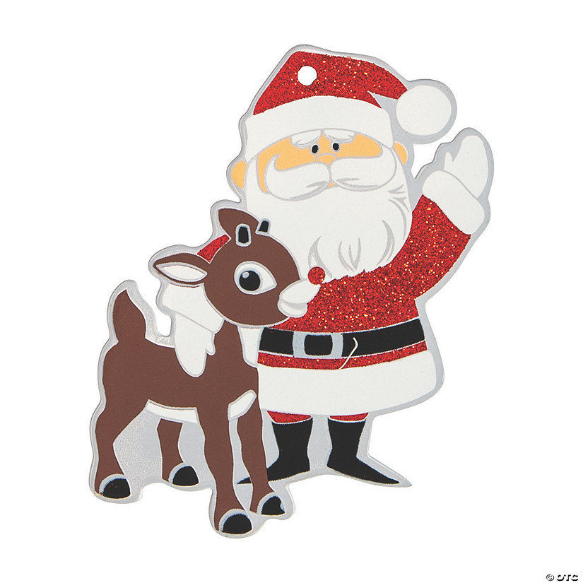 Rudolph the Red-Nosed Reindeer<sup>&#174;</sup> & Santa Metal Christmas Ornaments - 12 Pc. Image