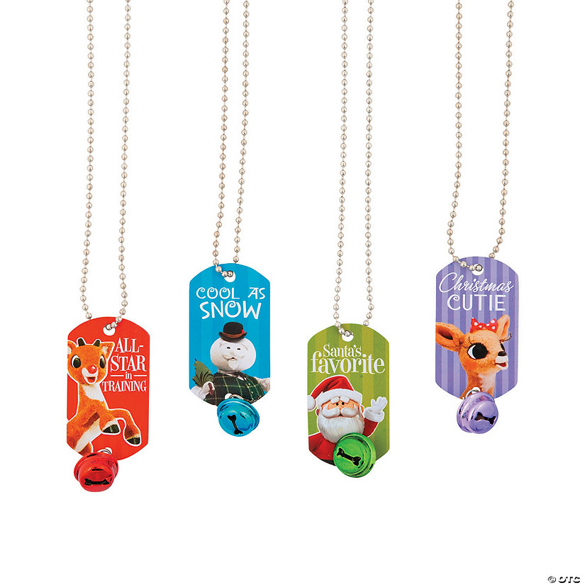 Rudolph the Red-Nosed Reindeer<sup>&#174;</sup> Jingle Bell Dog Tag Necklaces - 12 Pc. Image