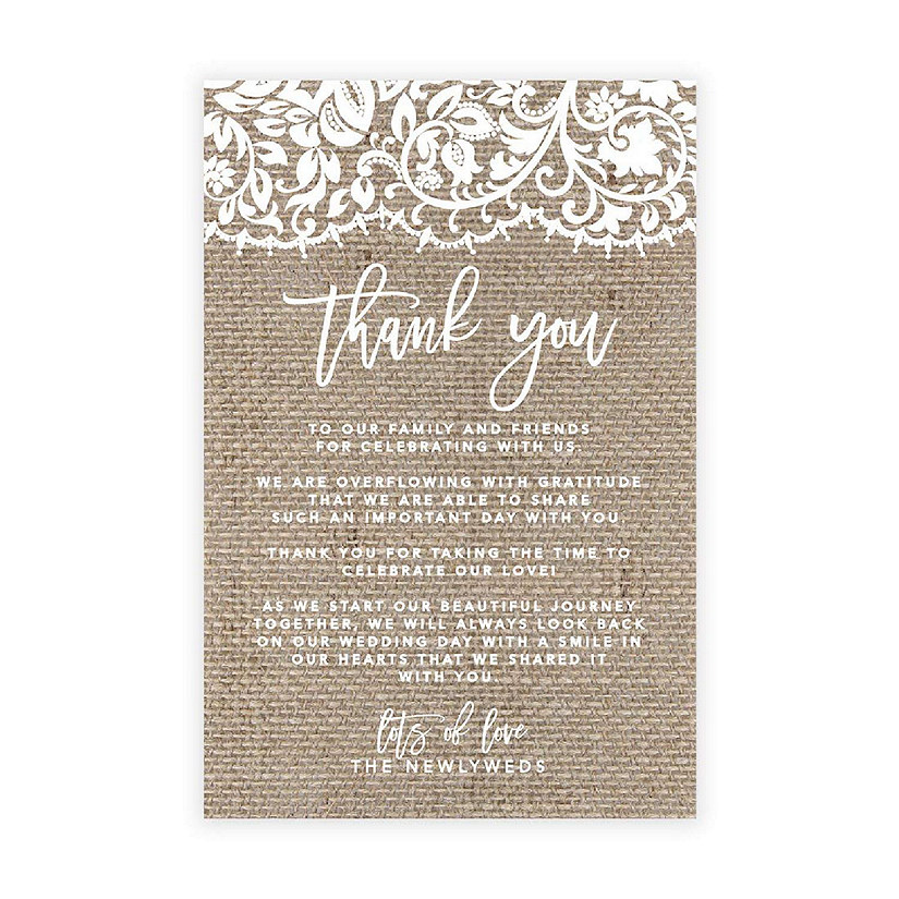 Rustic Burlap Lace TY Card 4x6IN 56PC Image