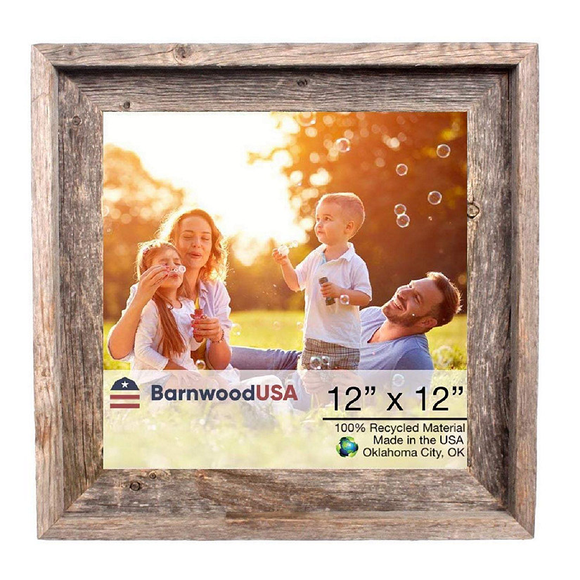 Rustic Farmhouse Signature Series 12 in. x 12 in. Weathered Gray Reclaimed Wood Picture Frame Image