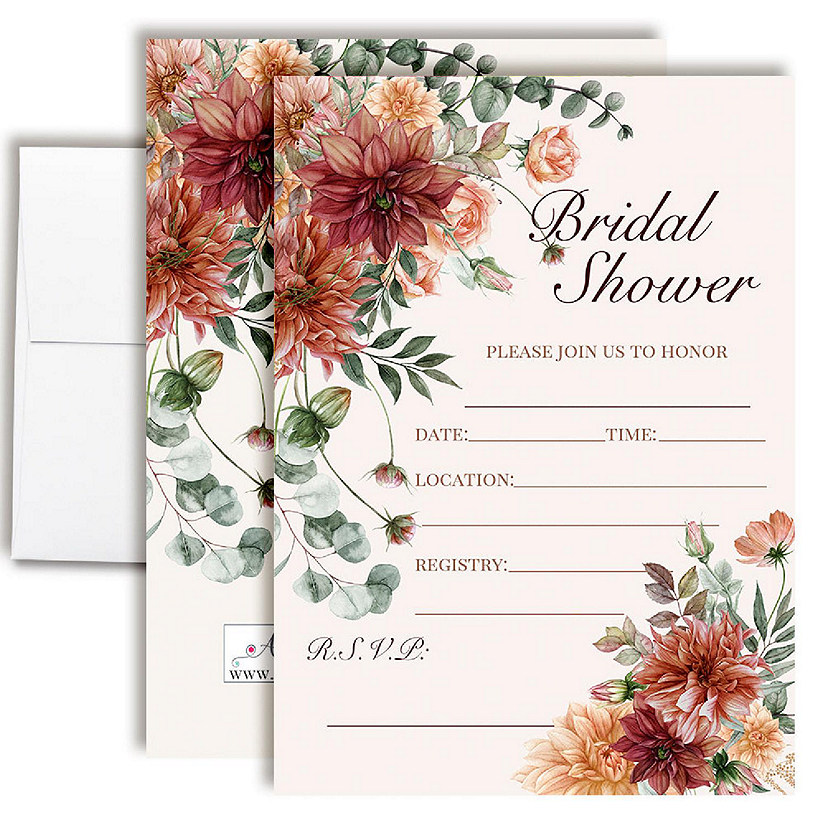 Rustic Floral Bridal Shower Party Invitations Image