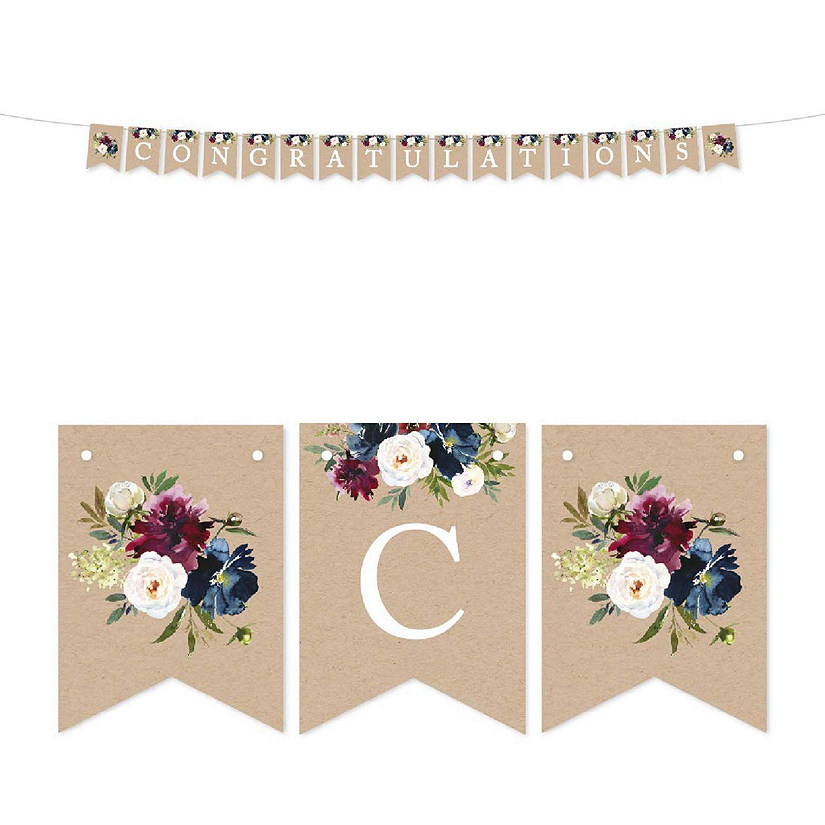 Rustic Floral Congratulations Banner 4X5.5IN Image