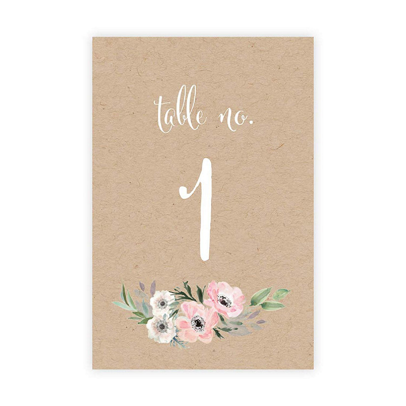 Rustic Floral Table Numbers 1-20 4x6 Image