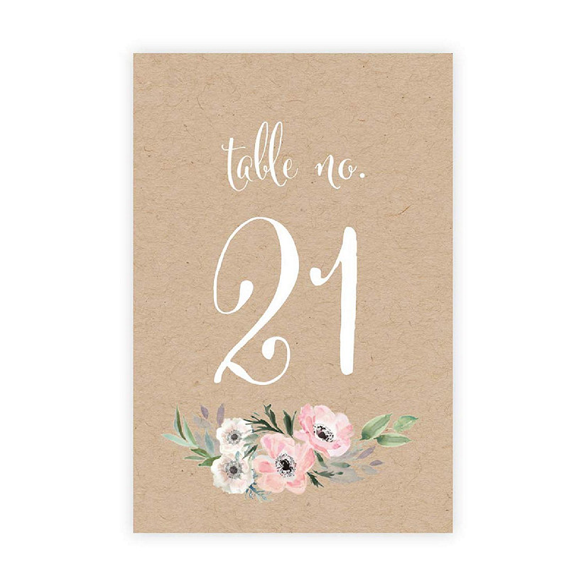 Rustic Floral Table Numbers 21-40 4x6 Image