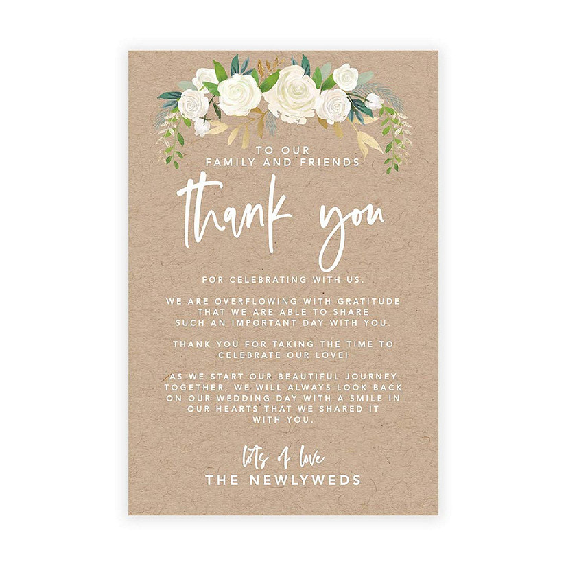 Rustic Kraft Floral TY Card 4x6IN 56PC Image