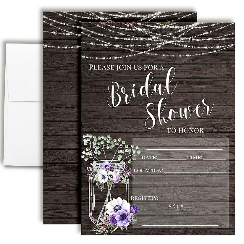 Rustic Mason Jar Bridal Shower Party Invitations Image