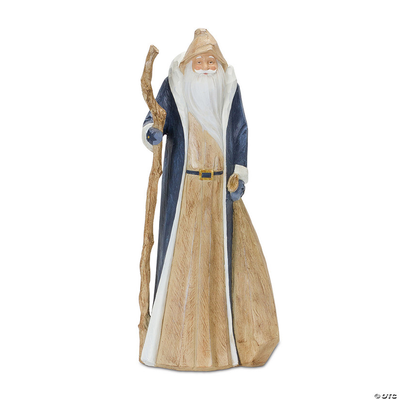 Rustic Santa Statue With Staff 15.75"H Resin Image