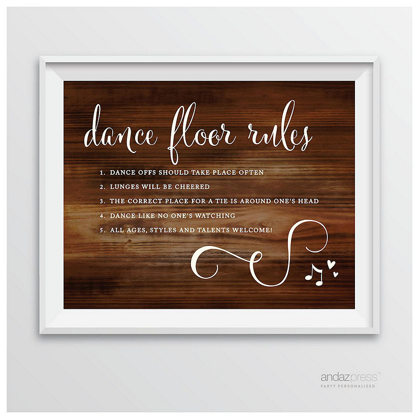 Rustic Wood Dance Rules Sign - 8.5 x 11 Inch Image