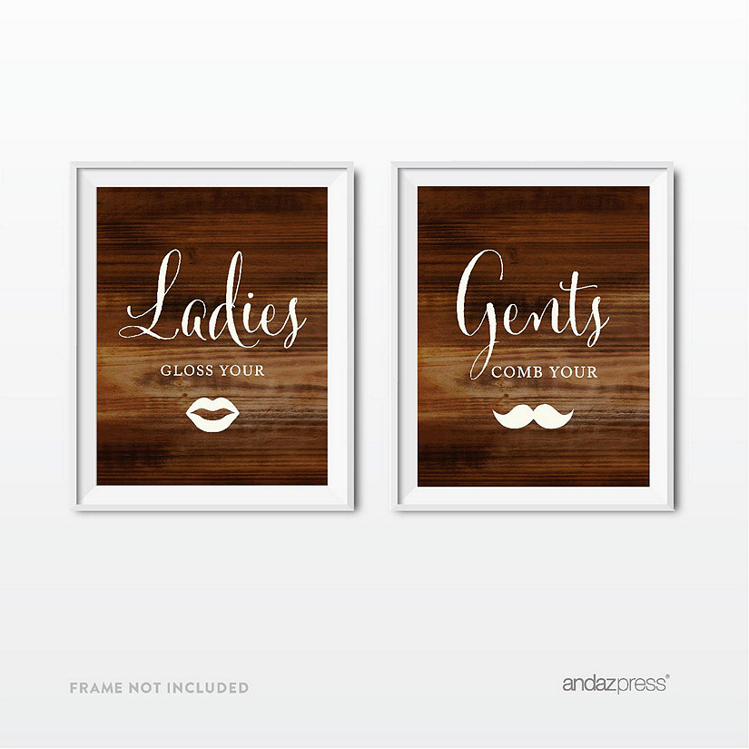 Rustic Wood Lips &amp; Mustache Sign 8.5x11 Image