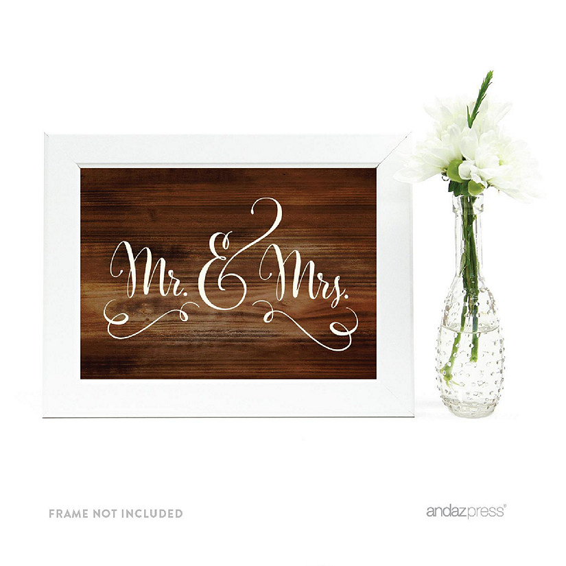 Rustic Wood Print Mr &amp; Mrs 5x7 Image